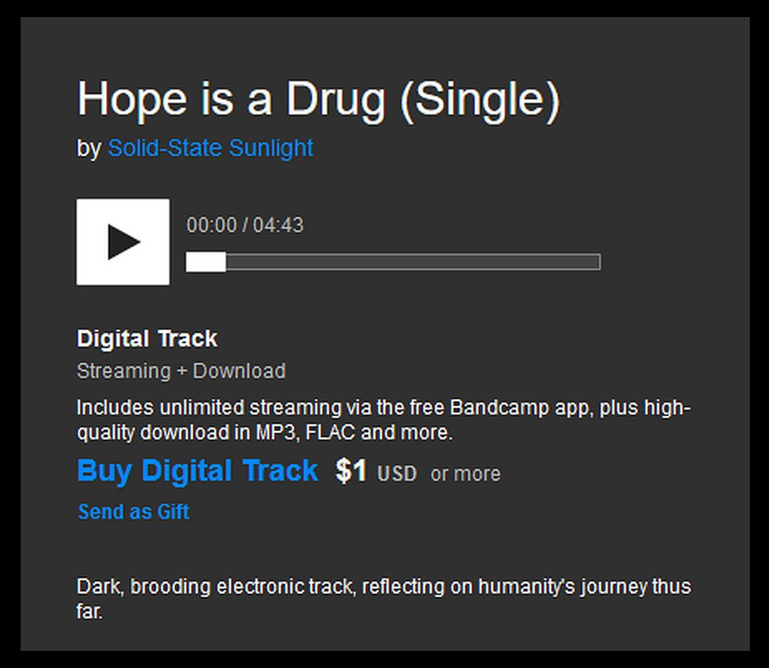 Debut single “Hope is a Drug” goes LIVE on Bandcamp